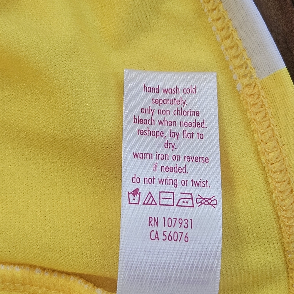 Justice Swimsuit Girls Sz 20 Yellow & White Striped One-Shoulder Scallop NWOT - Picture 9 of 10